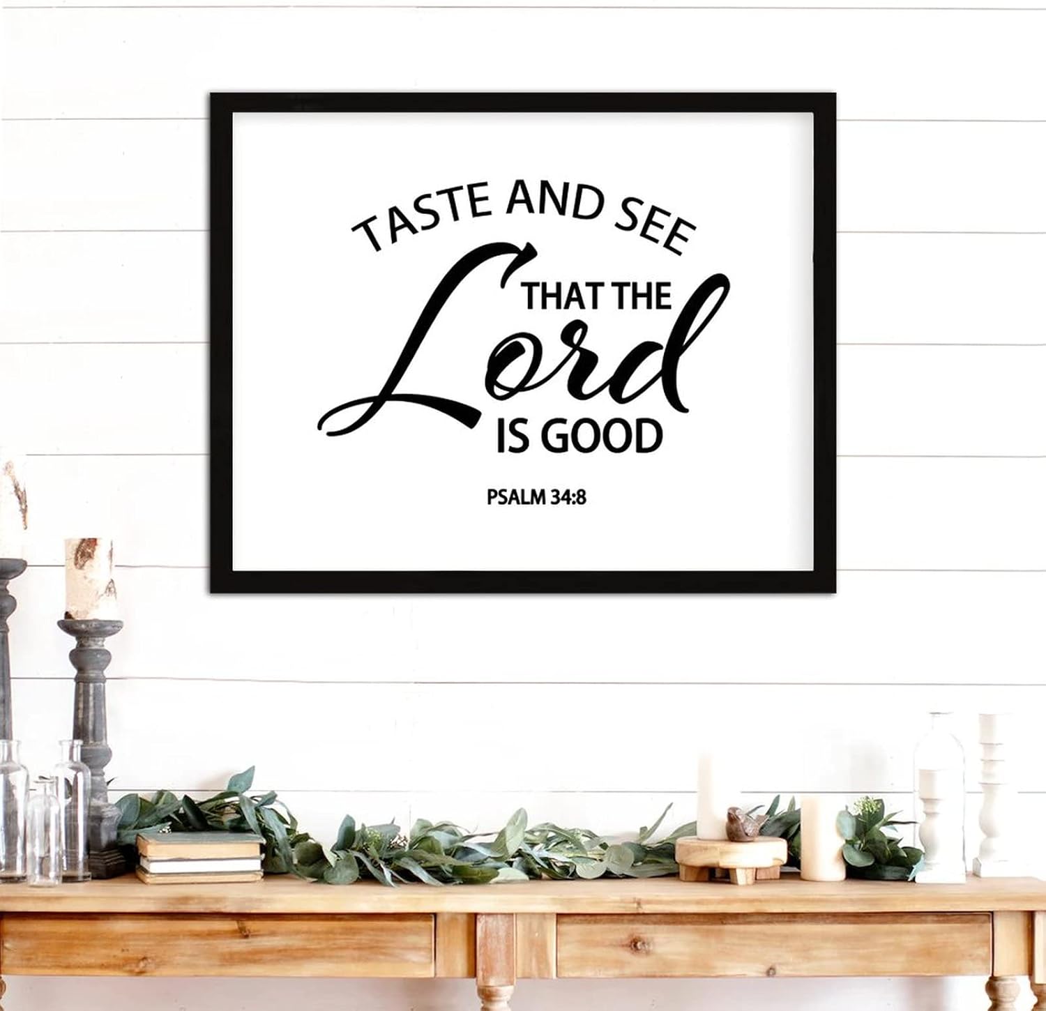 COCOKEN Taste and See That The Lord is Good Sign Wood Framed, Inspirational Quotes Wooden Plaque with Frame, 16" x 20" Printed Hanging Wall Art for Home Bedroom Kitchen Farmhouse - Image 4