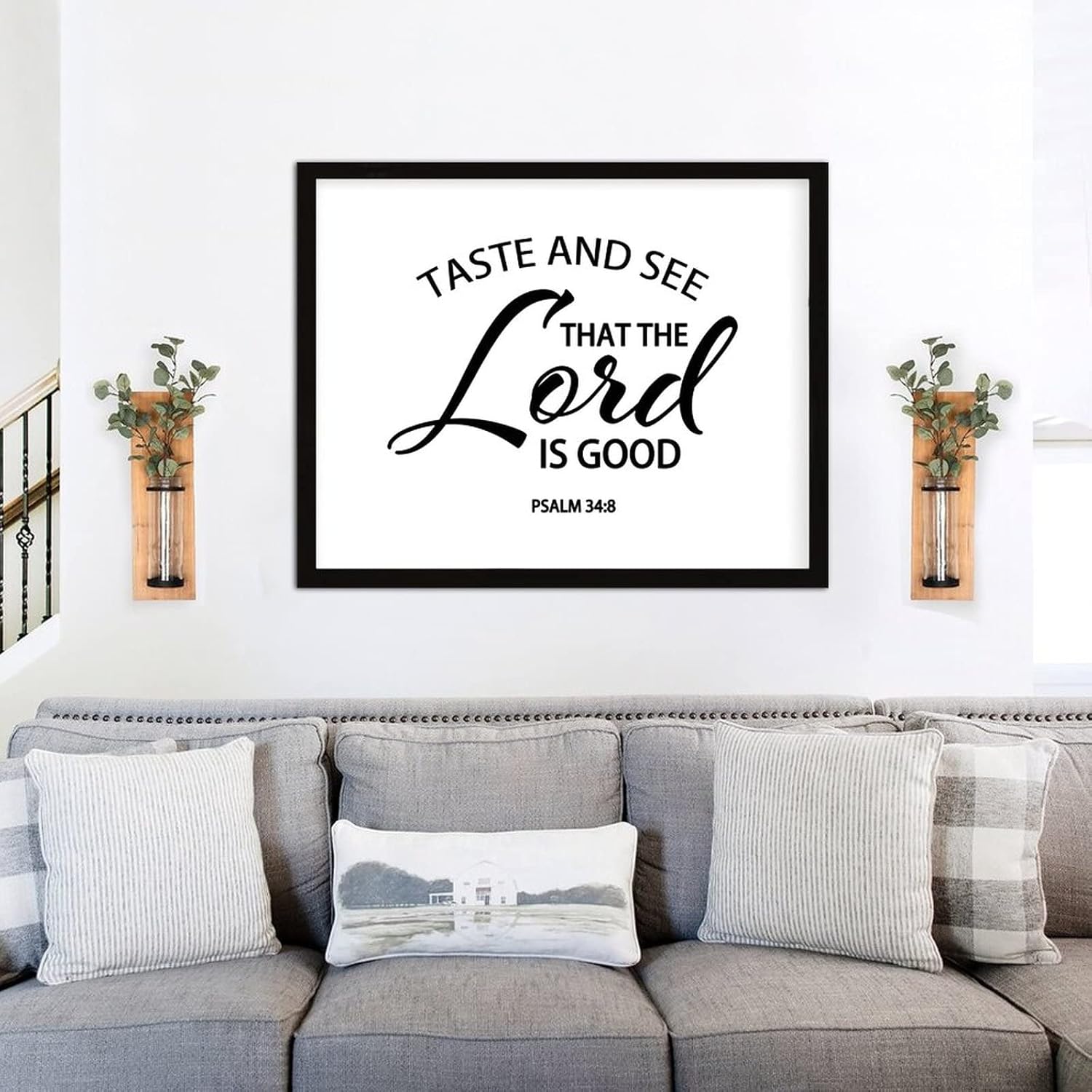 COCOKEN Taste and See That The Lord is Good Sign Wood Framed, Inspirational Quotes Wooden Plaque with Frame, 16" x 20" Printed Hanging Wall Art for Home Bedroom Kitchen Farmhouse - Image 6