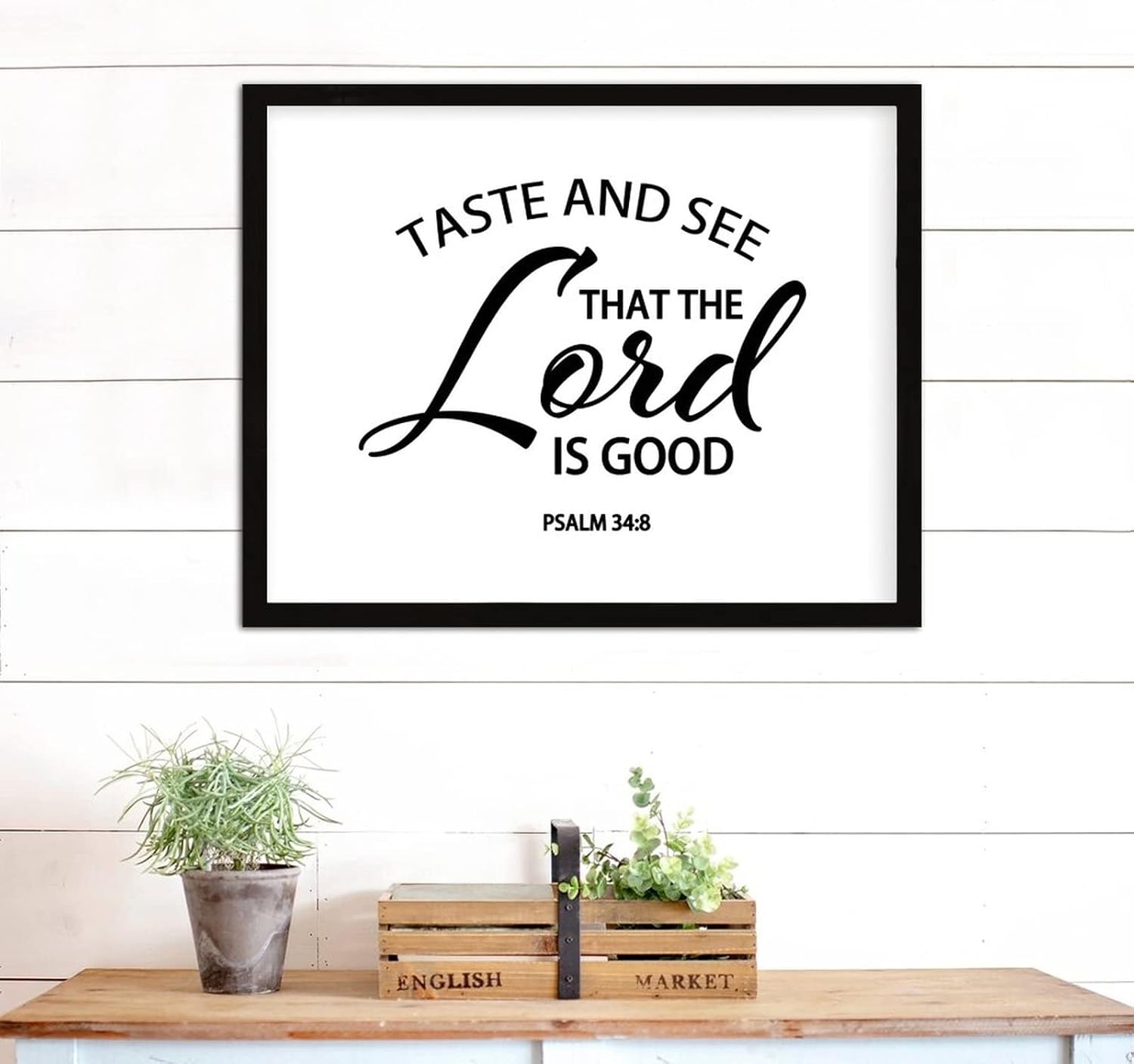 COCOKEN Taste and See That The Lord is Good Sign Wood Framed, Inspirational Quotes Wooden Plaque with Frame, 16" x 20" Printed Hanging Wall Art for Home Bedroom Kitchen Farmhouse - Image 7
