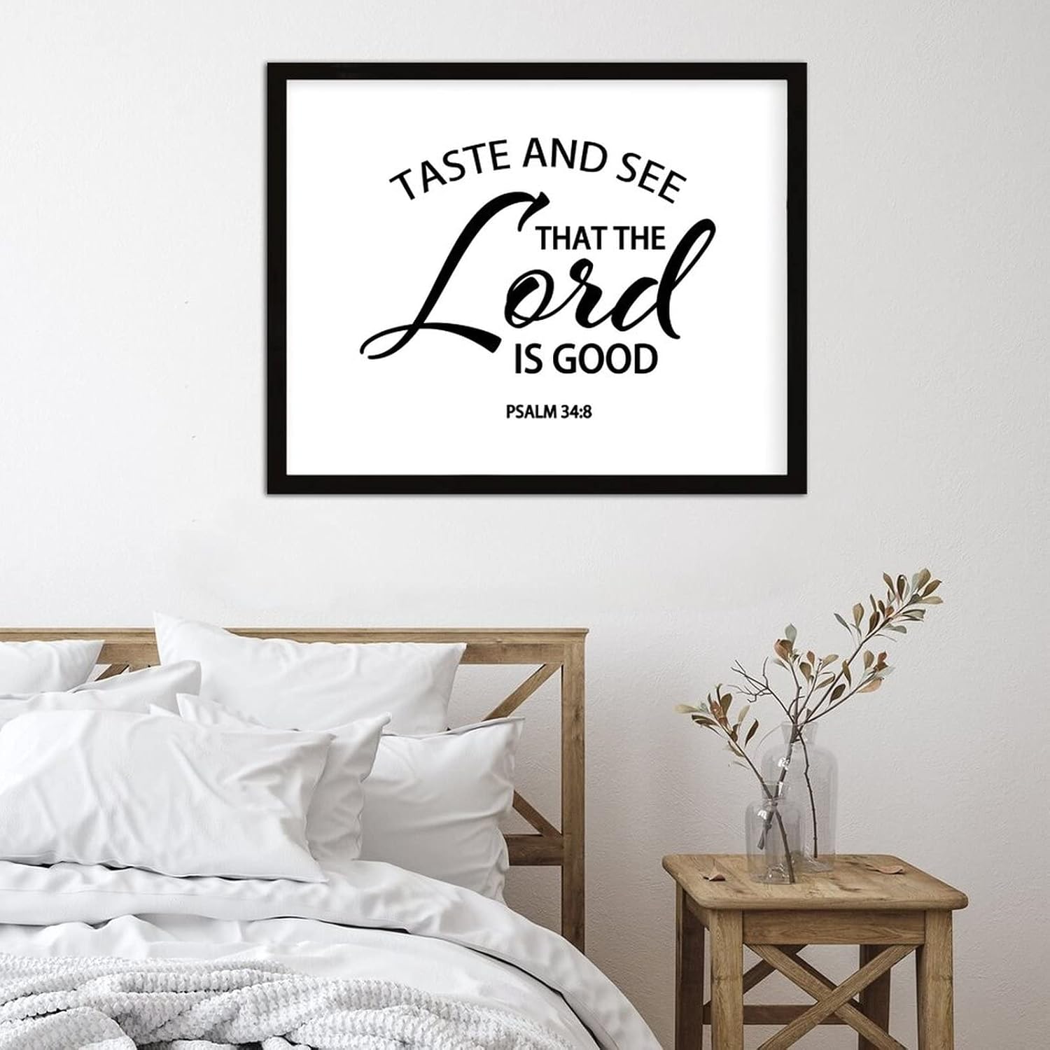 COCOKEN Taste and See That The Lord is Good Sign Wood Framed, Inspirational Quotes Wooden Plaque with Frame, 16" x 20" Printed Hanging Wall Art for Home Bedroom Kitchen Farmhouse - Image 2