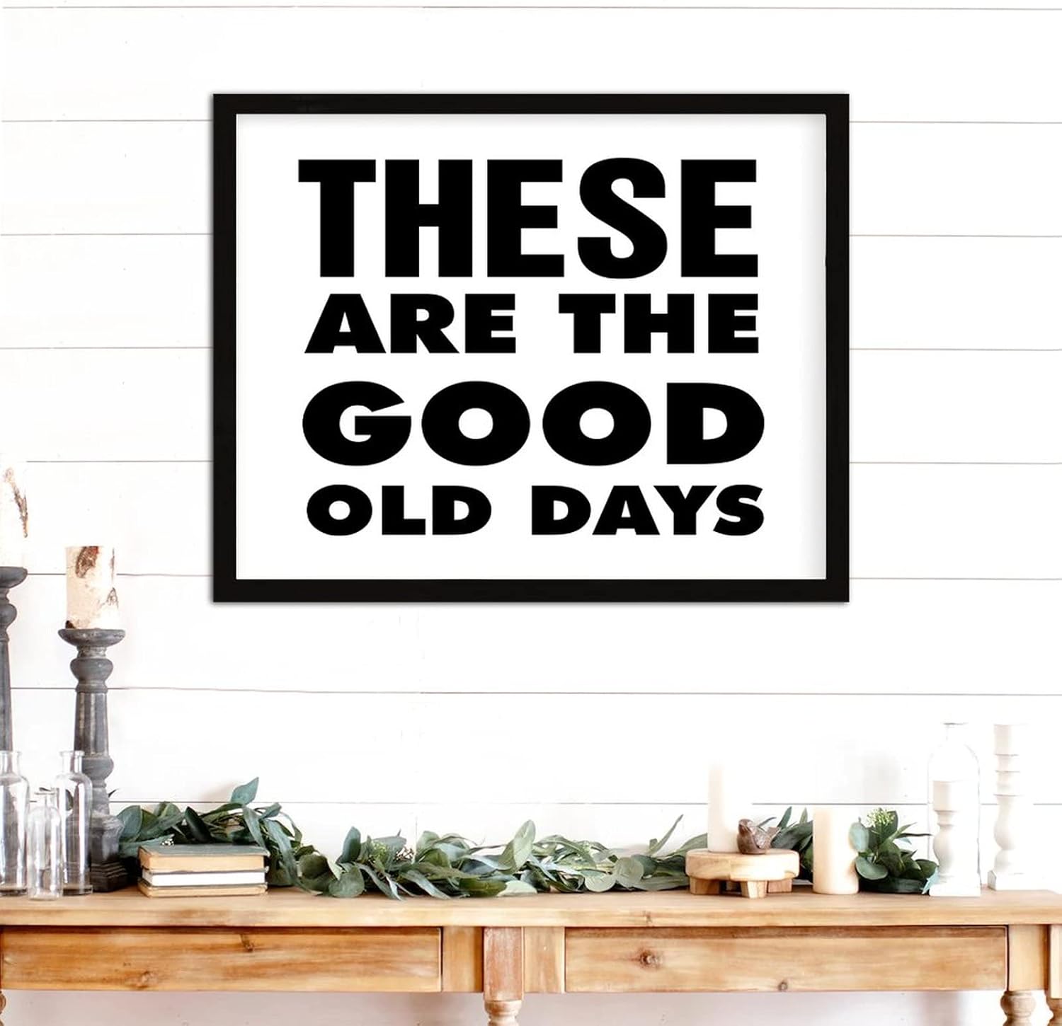 COCOKEN These are The Good Old Days Wooden Plaque with Frame Love Inspirational Quotes Sign Wood Framed 16" x 20" Word Art Printed Hanging Wall Art Decor for Home Living Room Bedroom - Image 4