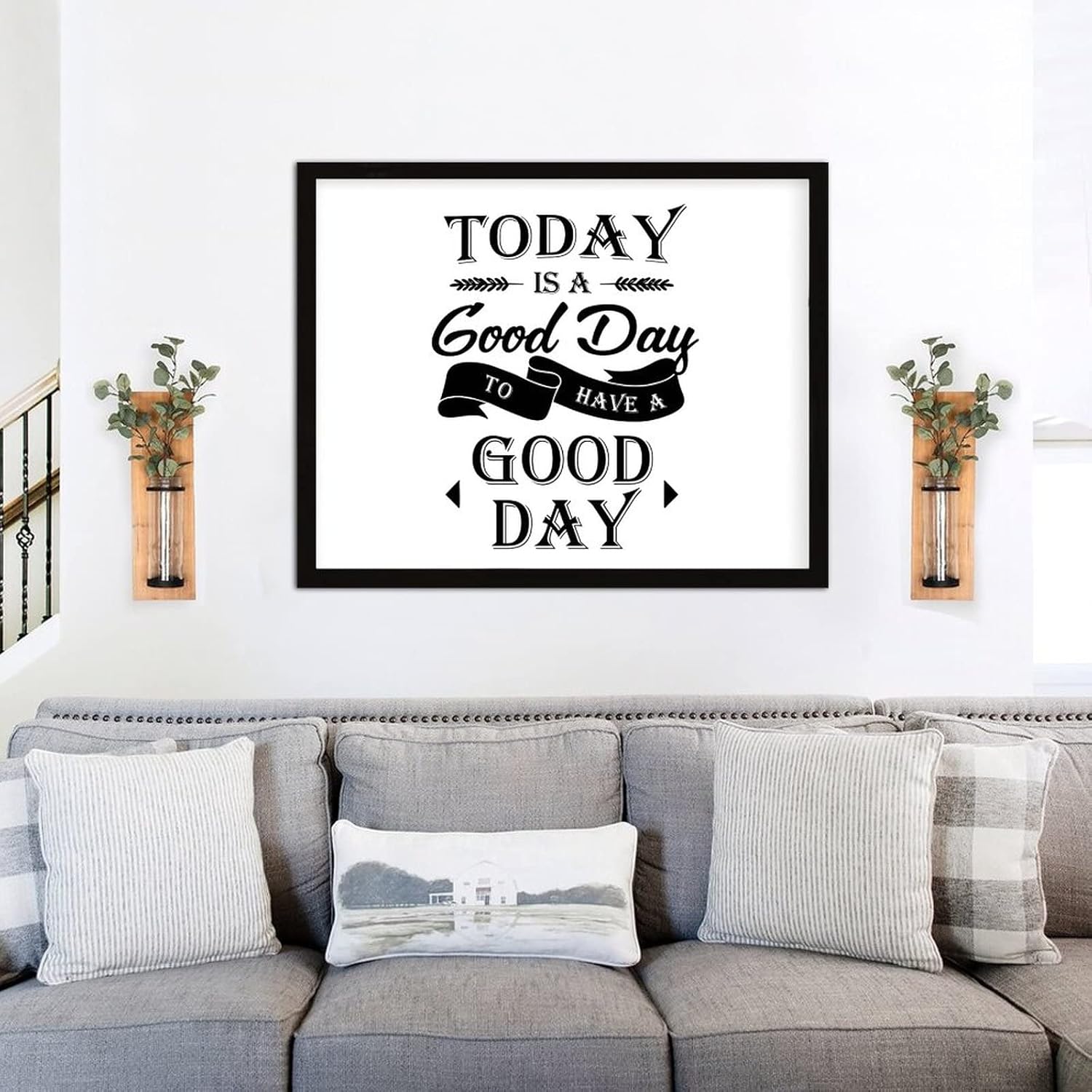 COCOKEN Today is A Good Day to Have A Good Day Wooden Plaque with Frame, Motivational Quotes Sign Wood Framed, 16" x 20" Funny Printed Hanging Wall Art Decor for Home Bedroom Living Room Farmhouse - Image 6