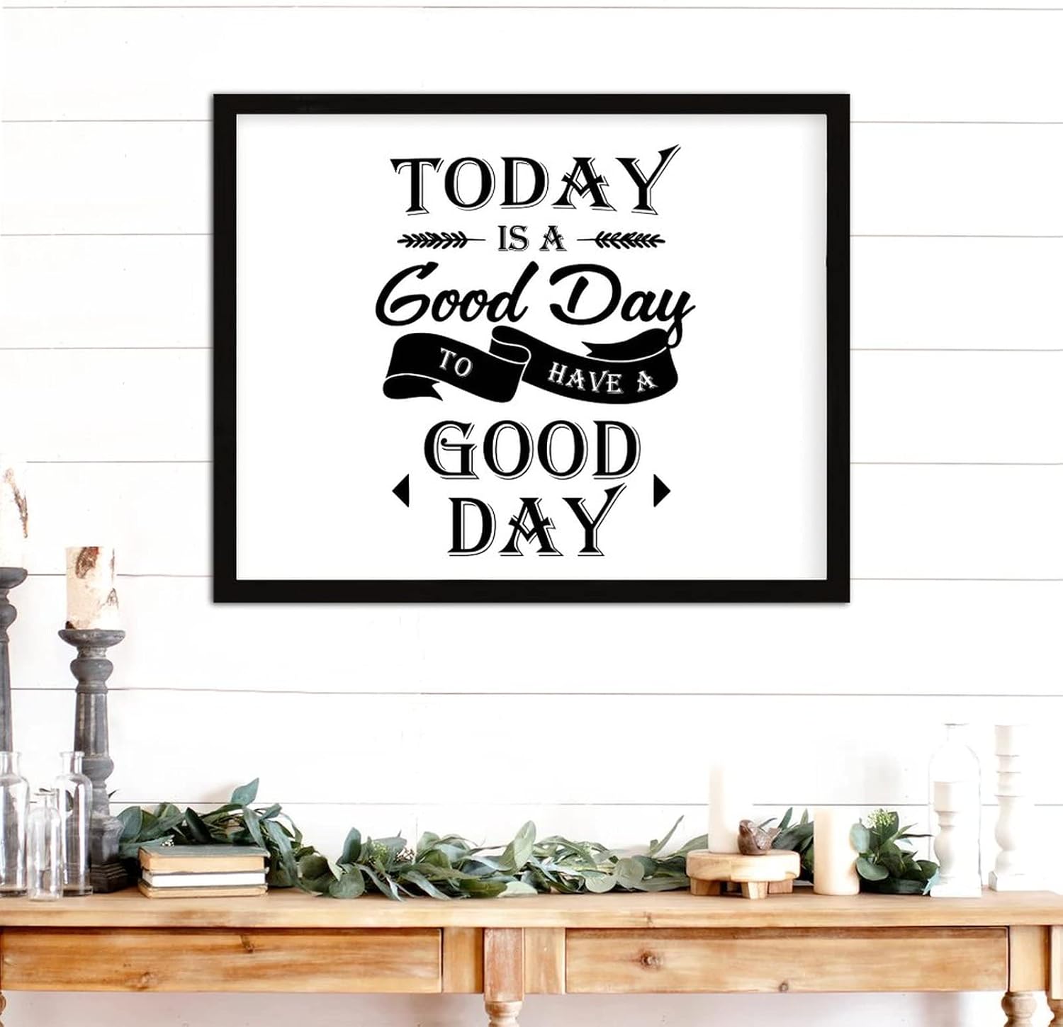 COCOKEN Today is A Good Day to Have A Good Day Wooden Plaque with Frame, Motivational Quotes Sign Wood Framed, 16" x 20" Funny Printed Hanging Wall Art Decor for Home Bedroom Living Room Farmhouse - Image 2