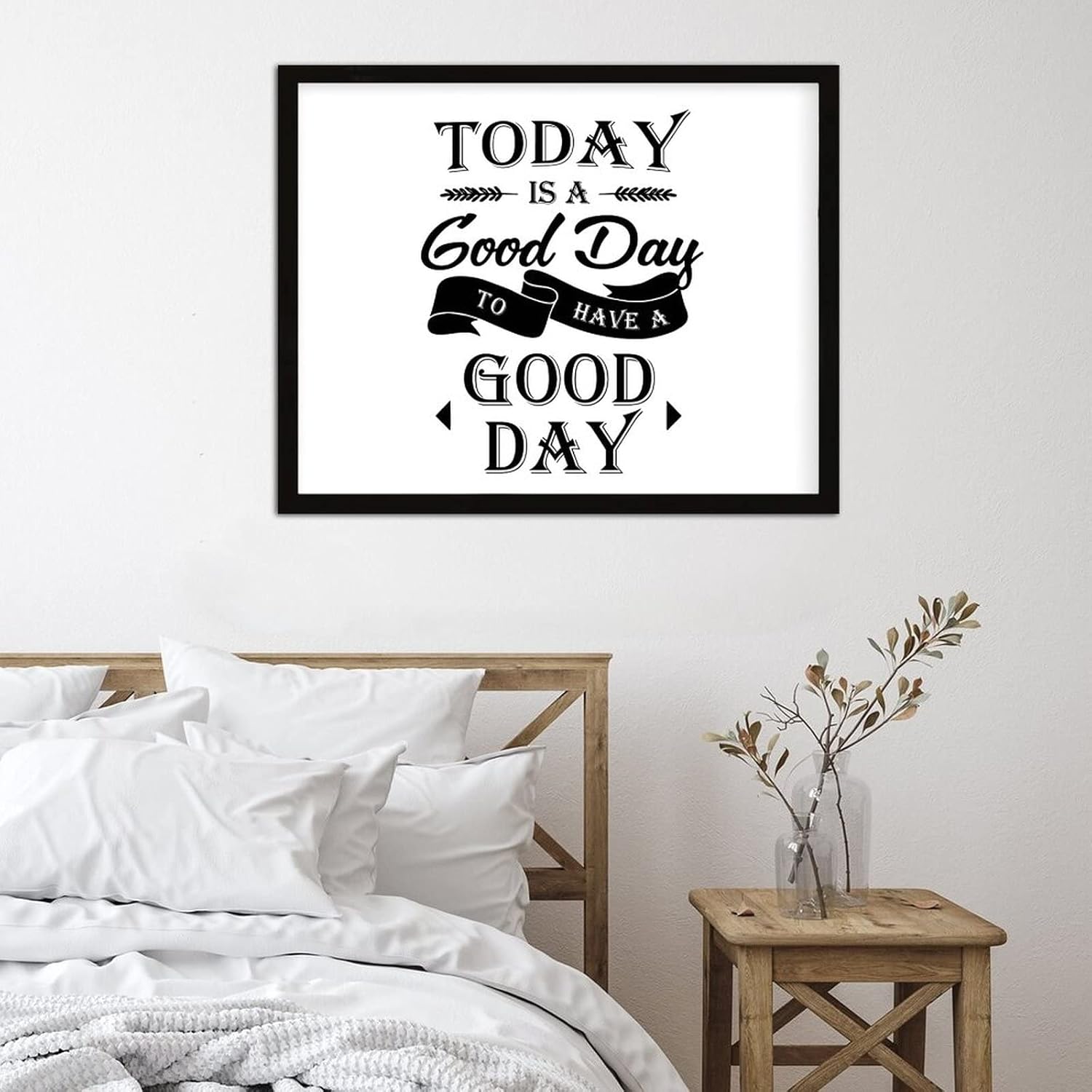 COCOKEN Today is A Good Day to Have A Good Day Wooden Plaque with Frame, Motivational Quotes Sign Wood Framed, 16" x 20" Funny Printed Hanging Wall Art Decor for Home Bedroom Living Room Farmhouse - Image 4