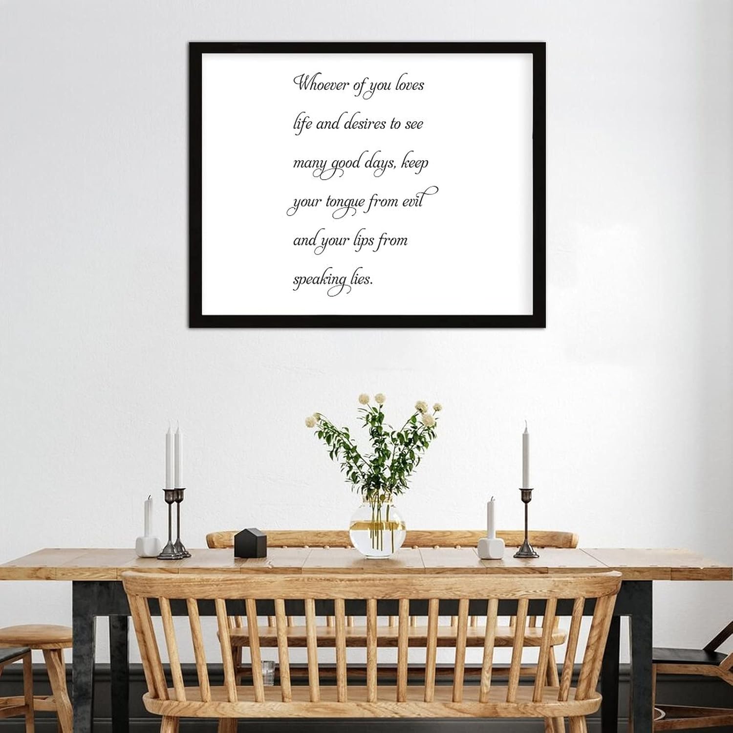 COCOKEN Whoever of You Loves Life and Desires to See Many Good Days Wooden Plaque with Frame, Saying Sign Wood Framed, 16" x 20" Elegant Printed Hanging Wall Art for Home Bedroom Kitchen Farmhouse - Image 2