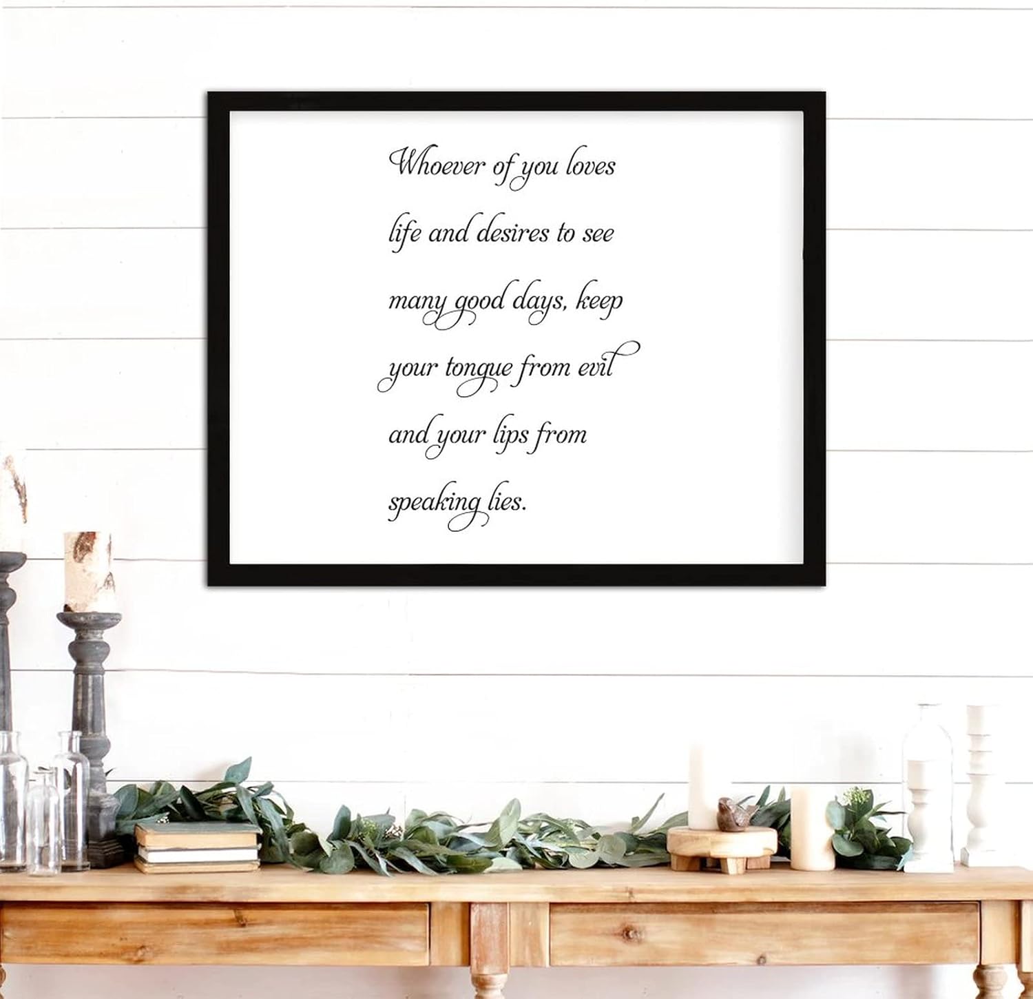 COCOKEN Whoever of You Loves Life and Desires to See Many Good Days Wooden Plaque with Frame, Saying Sign Wood Framed, 16" x 20" Elegant Printed Hanging Wall Art for Home Bedroom Kitchen Farmhouse - Image 4