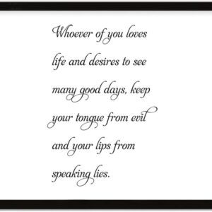 COCOKEN Whoever of You Loves Life and Desires to See Many Good Days Wooden Plaque with Frame, Saying Sign Wood Framed, 16" x 20" Elegant Printed Hanging Wall Art for Home Bedroom Kitchen Farmhouse