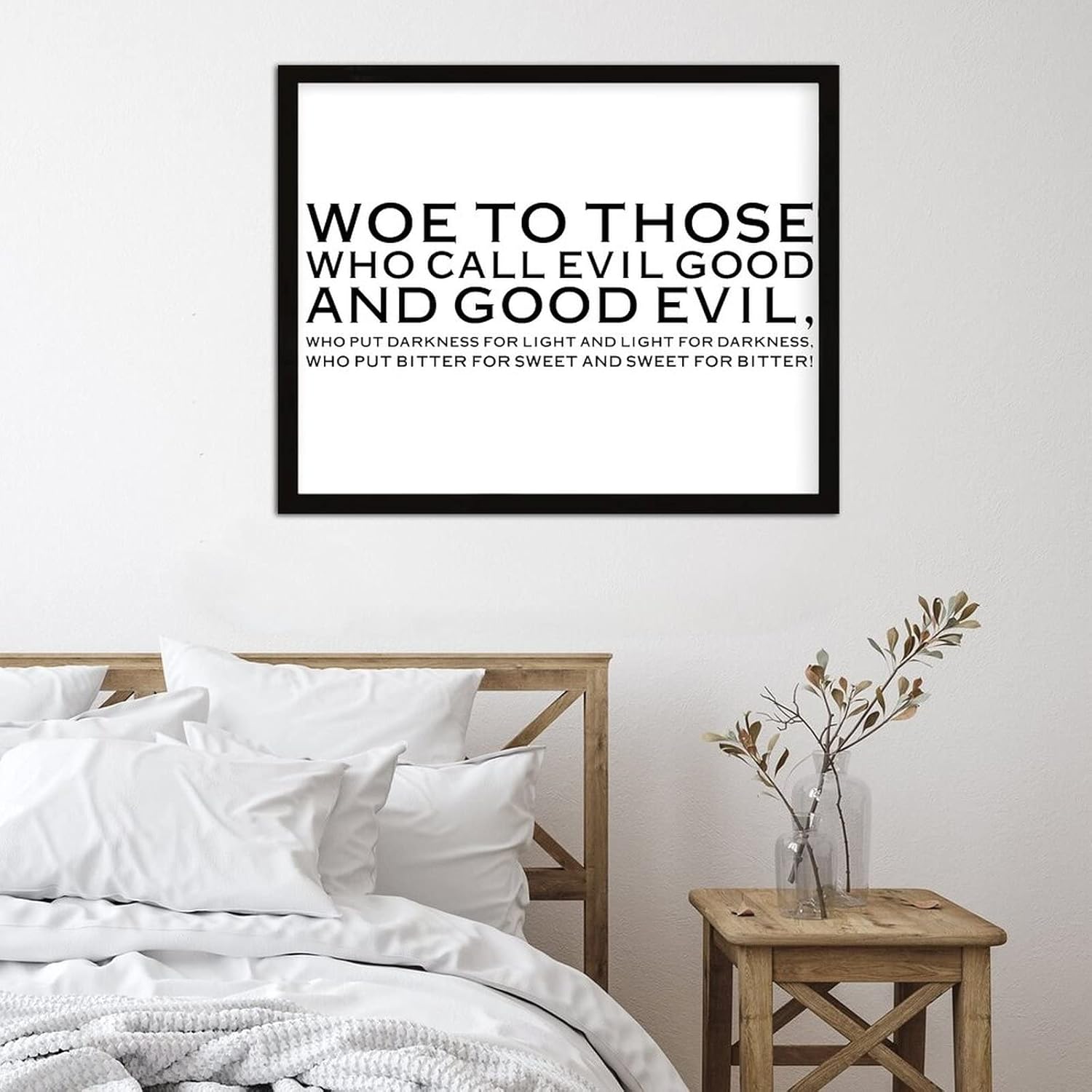 COCOKEN Woe to Those Who Call Evil Good and Good Evil Wooden Plaque with Frame, Quotes Sign Wood Framed, 16" x 20" Word Art Printed Hanging Wall Art for Home Bedroom Kitchen Farmhouse - Image 5