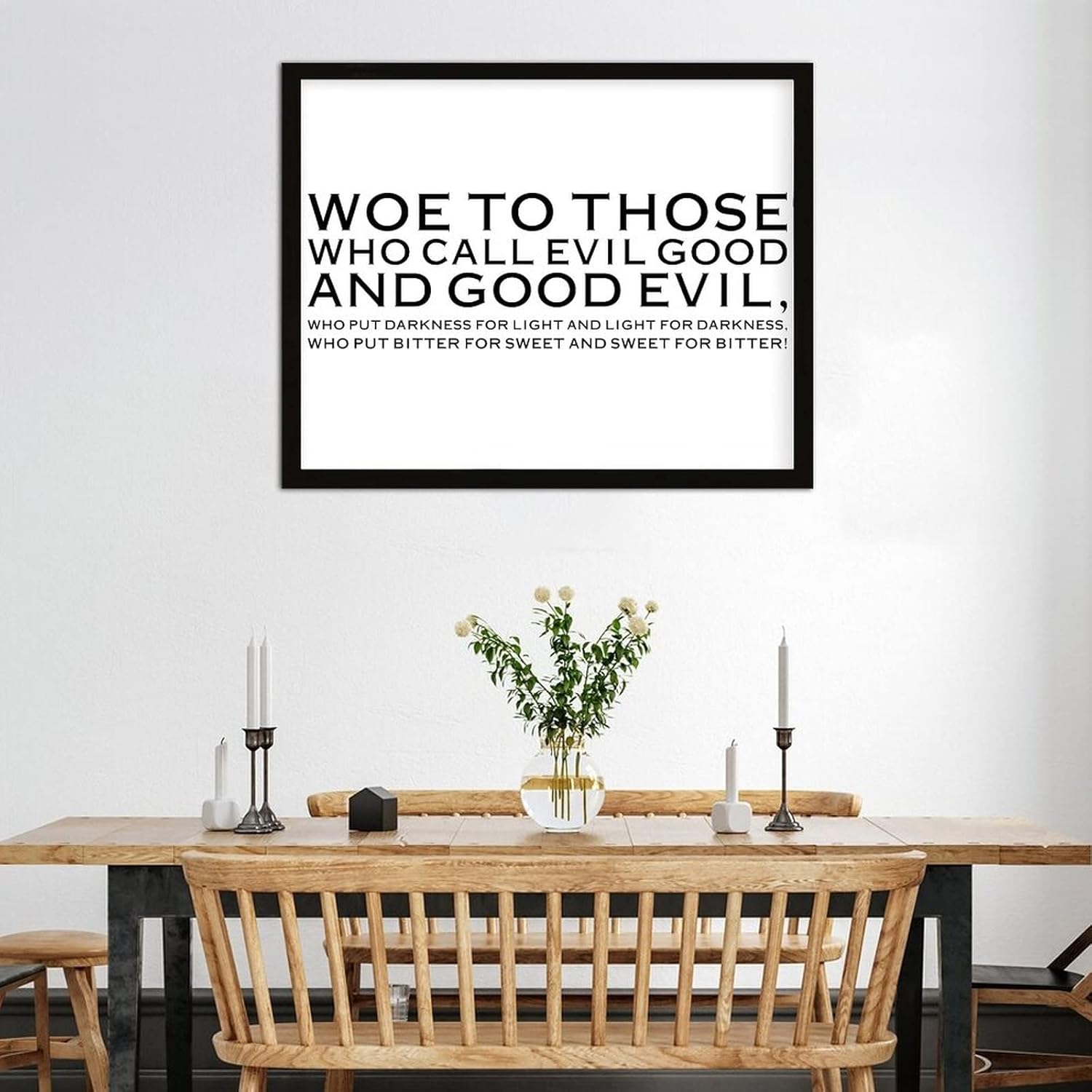COCOKEN Woe to Those Who Call Evil Good and Good Evil Wooden Plaque with Frame, Quotes Sign Wood Framed, 16" x 20" Word Art Printed Hanging Wall Art for Home Bedroom Kitchen Farmhouse - Image 2