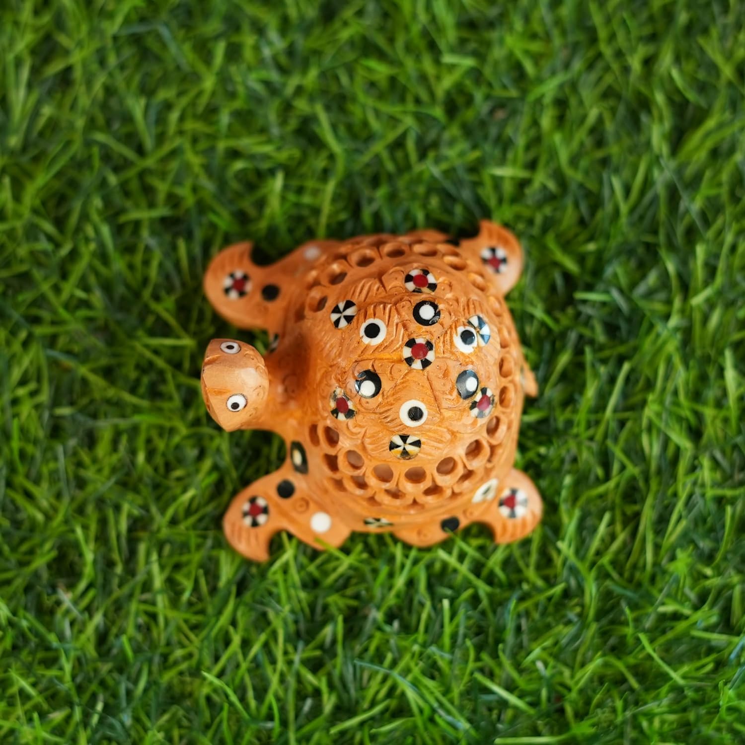 Wooden Tortoise Turtle for Good Luck Home Vastu Pooja Puja Mandir Table Decor Showpiece and Gift Items Collectible Handicraft Art, Yellow, 3.1 x 3 x 2 Inch (L x W x H) - Image 2