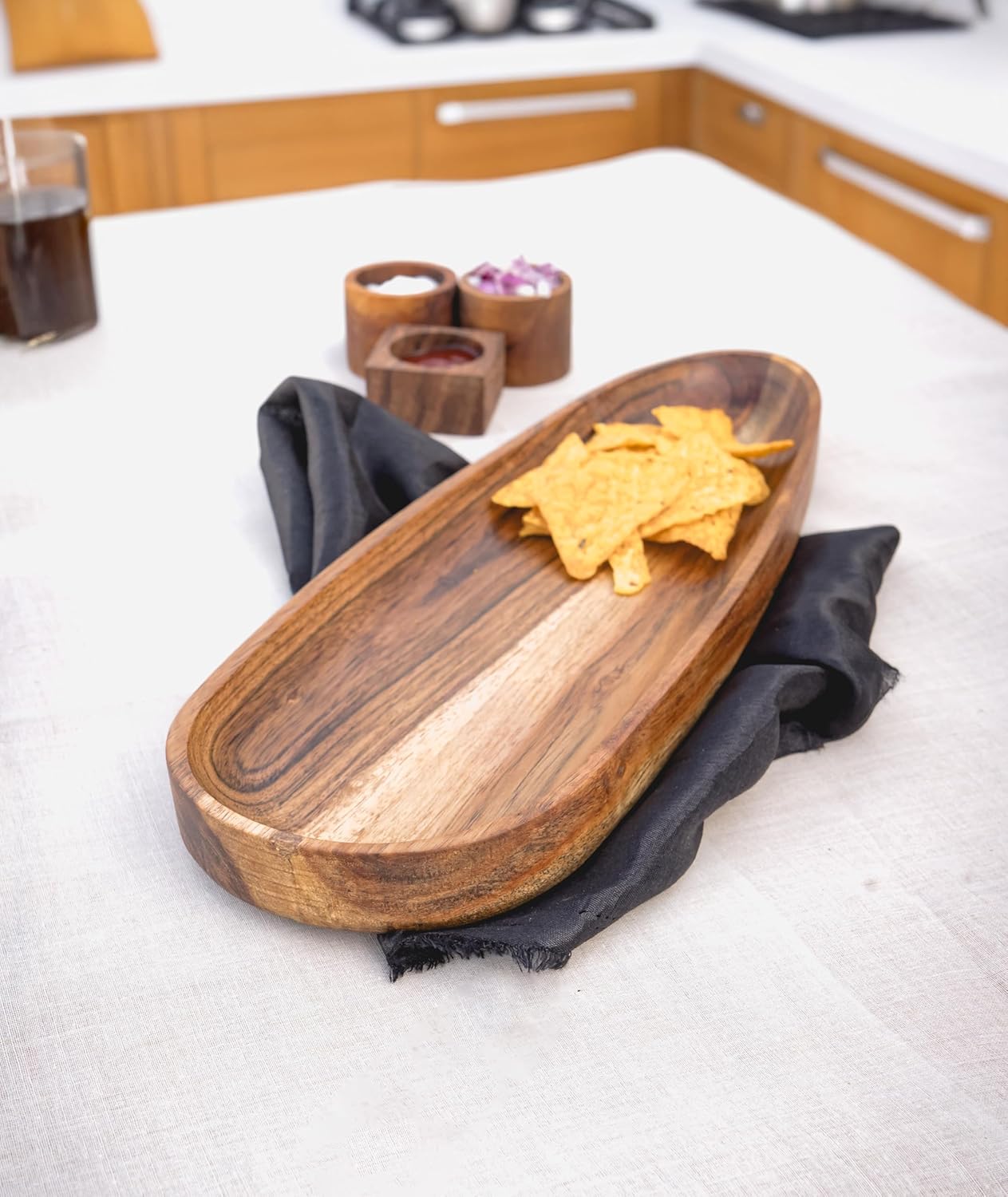 Wooden Tray, Great for Dinner Trays, Tea Tray, Bar Tray, Breakfast Tray, or Any Food Tray - Good for Parties or Bed Tray Home It (Brown) - Image 4