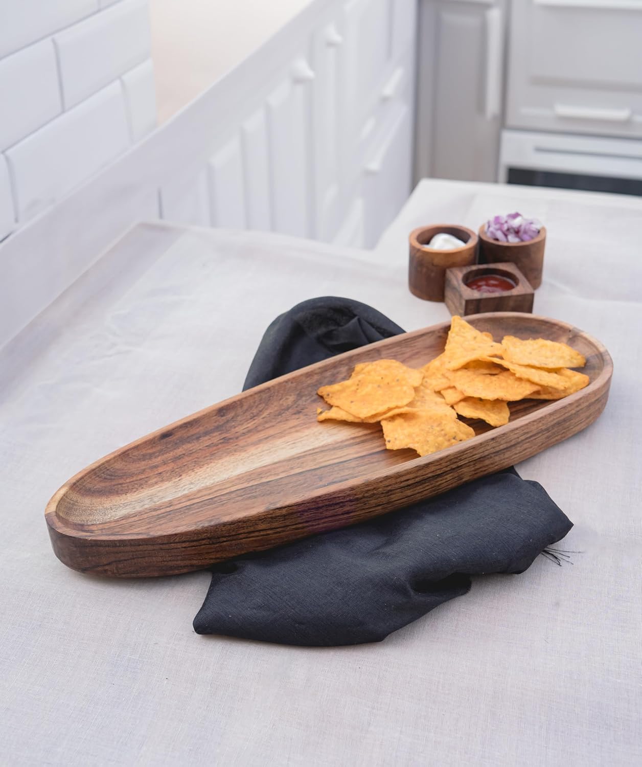 Wooden Tray, Great for Dinner Trays, Tea Tray, Bar Tray, Breakfast Tray, or Any Food Tray - Good for Parties or Bed Tray Home It (Brown) - Image 2