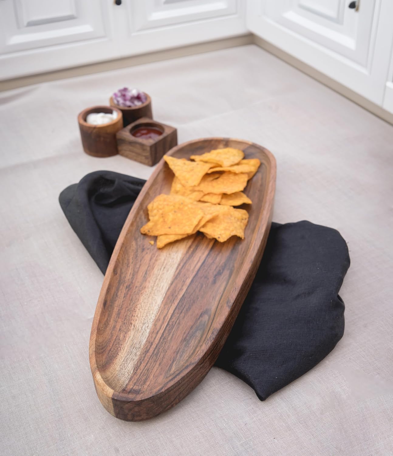 Wooden Tray, Great for Dinner Trays, Tea Tray, Bar Tray, Breakfast Tray, or Any Food Tray - Good for Parties or Bed Tray Home It (Brown) - Image 3