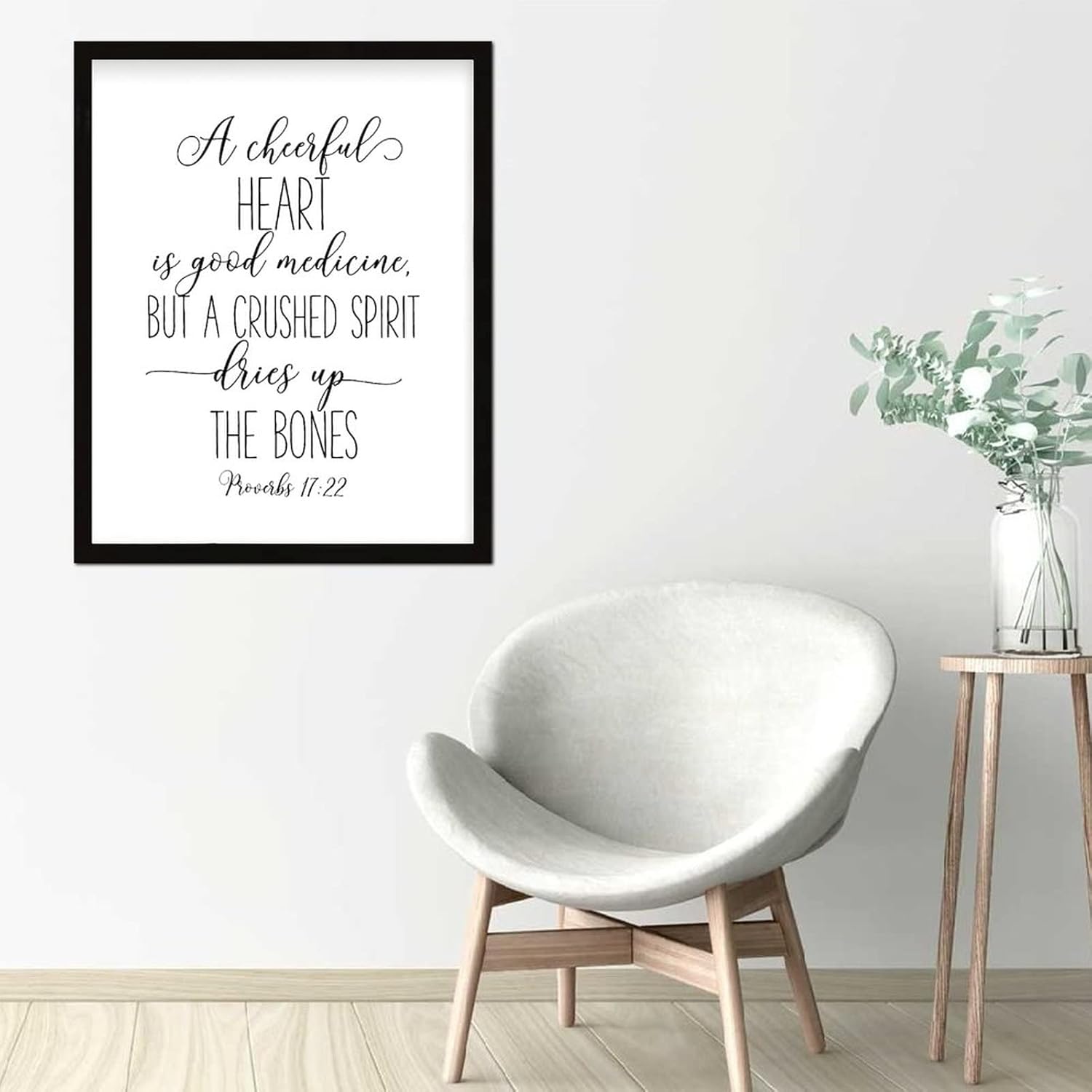 Wooden Wall Art Bible Verse a Cheerful Heart is Good Medicine Rustic Style Wooden Plaque for New Home Decor 16x20inch - Image 4