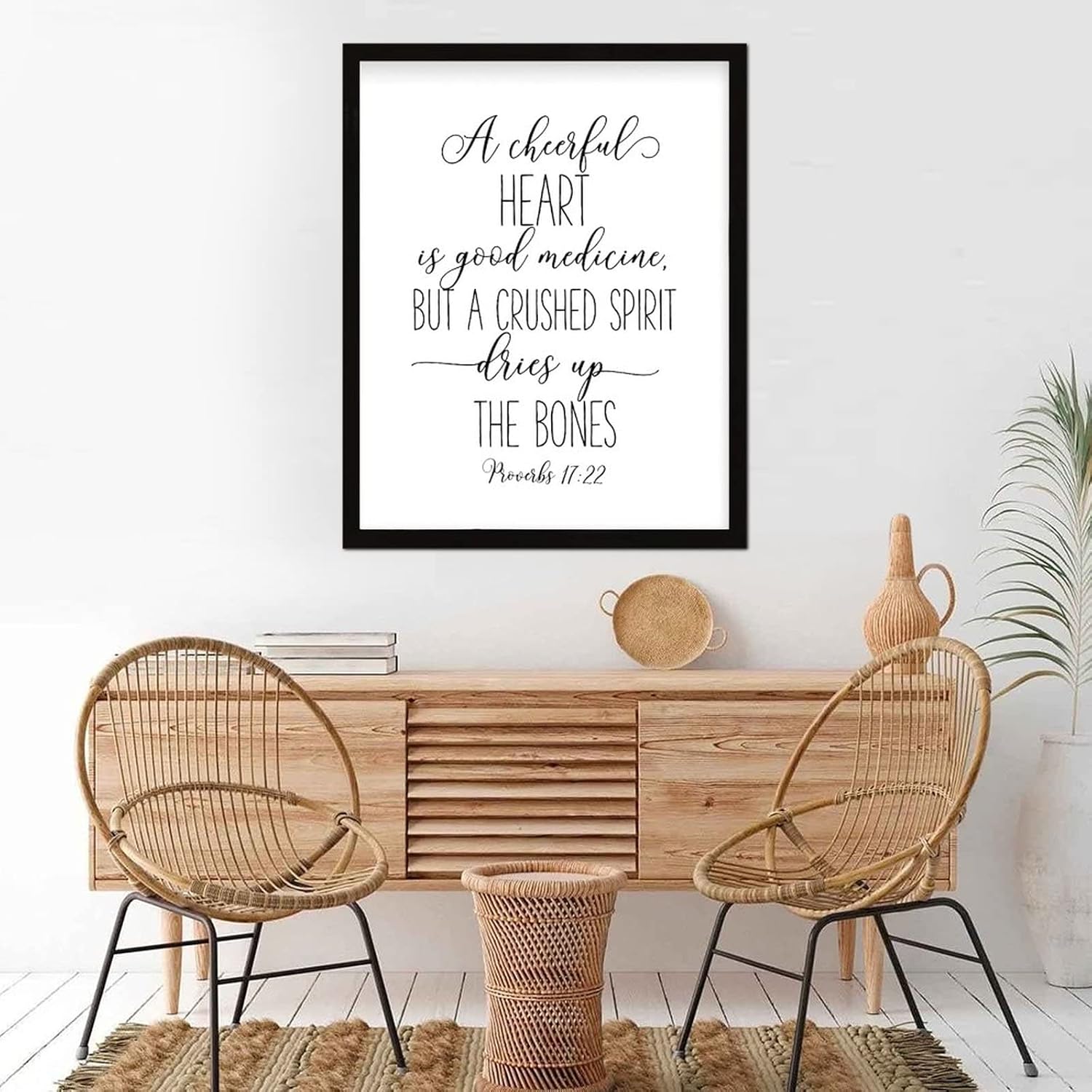 Wooden Wall Art Bible Verse a Cheerful Heart is Good Medicine Rustic Style Wooden Plaque for New Home Decor 16x20inch - Image 6